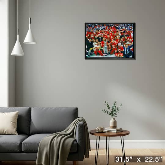 Calgary Flames 20" x 29" Framed Canvas 1989 Cup Celebration 31.5" x 22.5"
